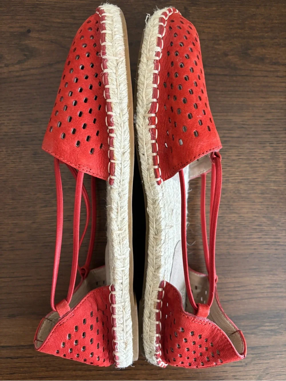 Eileen Fisher Chili Red Lee 2 Perforated Espadrilles Sz 8.5